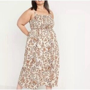 Old Navy Fit Flare Sleeveless Cotton-Poplin Smocked-Bodice Dress 2X Boho Beachy